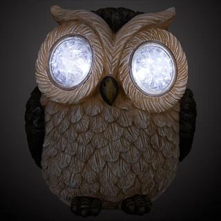 B&M Solar Resin Owl With Crystal Eyes - Brown - Image 3