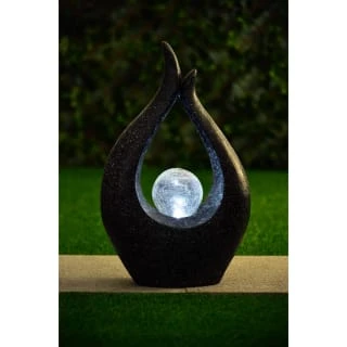 Garden Sculpture With Solar Crackle Ball - Image 2