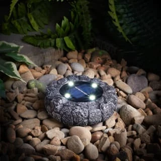 Stone Effect Ground Solar Light - Dark Grey