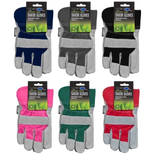 Rolson Heavy Duty Suede Gardening Gloves - Large - Navy - Image 3