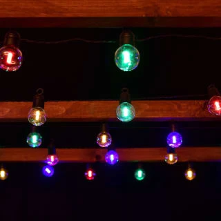 Solar Powered Bulb String Lights 50pk - Multicolour