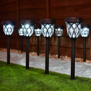 Solar Powered Windsor Black Post Lights - White 8pk
