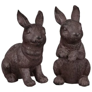 B&M Garden Rabbit Ornaments 2pk - Cast Iron Effect