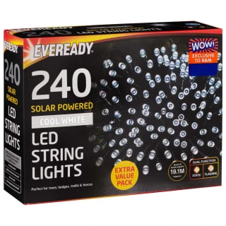 Eveready Solar Powered LED String Lights 240pk - Cool White - Image 5
