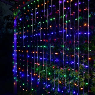 Solar Powered LED Curtain 180cm - 266 Multicolour Lights