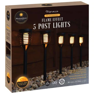 Morocco Solar Powered Post Lights - Flame Effect 5pk - Image 2