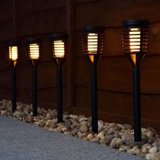 Morocco Solar Powered Post Lights - Flame Effect 5pk