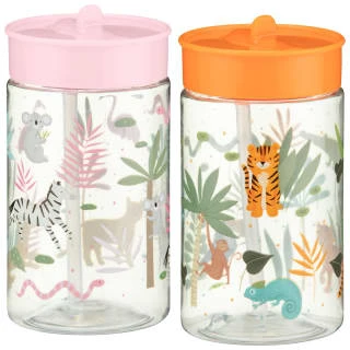 B&M Little Safari Kids Cup With Straw Lid - Orange - Image 3