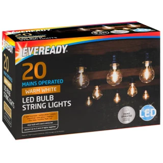 Eveready Mains Powered LED Bulb String Lights 20pk - Warm White - Image 3