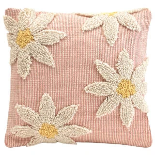 B&M Floral Tufted Cushion 45 X 45cm - Pink
